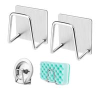 Supvox® Self Adhesive Sponge Holder Sink Caddy for Kitchen Sink, 304 Stainless Steel Scrubber Hanger Caddy Accessories for Kitchen Accessories, (Sliver,2Pcs)