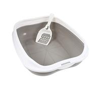 SUPVOX Semi Enclosed Cat Litter Box Grey Splashing Large Toilet Pan Comfortable Pet Sand Tray for Cat Convenient Training Potty