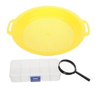 SUPVOX Sifting Pan with Mesh Filter and Magnifier for Gold Panning Portable Non-slip Tool for Efficient Mineral Separation and Accurate Prospecting for Small-scale Mining Enthusiasts