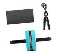 SUPVOX Silent Ab Roller Wheel with Knee Pad and Jump Rope for Women Core Trainer with High Grip Handles and Wide Spaced Wheels for Stable Abdominal Exercise Blue and Black Fitness