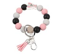 SUPVOX Silicone Beaded Wristlet Keychain with Elephant Charm Octagonal Tassel Pendant Key Ring for Women Bag Accessory
