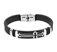SUPVOX Silicone Cross Bracelet for Men Black Religious Wrist Chain with Cross Charm Vintage Style Adjustable String Bracelet for Casual and Daily Wear