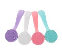 SUPVOX Silicone Face Cleansing Brush Lightweight Travel 4pcs with Ergonomic Long Handle Portable Manual Facial Scrubber for Deep Exfoliating and Revitalizing Skin for Women and Men