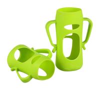 SUPVOX Silicone Nursing Bottle Sleeve Anti-Slip Cover for Baby Feeding Bottles 2pcs Set with 160ml Small and 240ml Green Large Size Heat-Resistant Protection