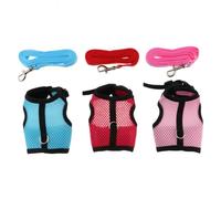 SUPVOX Small Pet Harness and Leash Set, Mesh Vest with Leash for Guinea Pig, Ferret, Rabbit, and Hamster, Size S, 3pcs (pink, Rose Red, Light Blue) for Outdoor Walking and Small Animal Supplies
