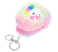 SUPVOX Small Plush Unicorn Coin Purse with Zipper and Keychain for Girls, Soft Polyester Cartoon Money Pouch, Easy to Carry and Protective Coin Holder