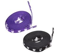 SUPVOX Sneakers Shoe Laces 2 Pairs Heart Pattern 7Mm Flat Canvas 100Cm for Casual Wear Black and Purple