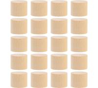 SUPVOX Solid Birch Wood Cylinder Blocks 20Pcs Unfinished Wooden Craft Blocks for Home DIY and Garden Projects