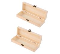 SUPVOX Solid Wood Pencil Box 8.27X2.76X1.50In with Lid for Pen Storage School Desk Organizer Set of 2