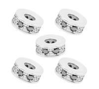 SUPVOX Spacer Beads Creative Fashion Style Charm 5pcs Silver Metal Zircon DIY, Decorative Embellishment Accessories for Jewelry Making for Bracelets and Necklaces