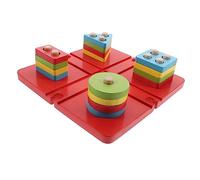 SUPVOX Stackable Wooden Geometry Blocks Shape Sorting for Montessori Educational Fine Motor Skills Development Color and Shape Recognition Puzzle for Boy Girl