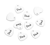 SUPVOX Stainless Steel Heart Pendant Set 10pcs Dad Lettering Silver