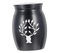 SUPVOX Stainless Steel Pet Ash Box Cinerary Urn Black Cremation Urn with Secure Lid for Cat Dog Memorial Keepsake with Smooth Bright Surface for Home Display