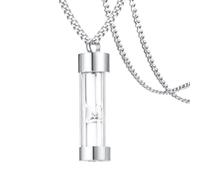 SUPVOX Stainless Steel Sand Clock Urn Pendant Necklace with Glass Hourglass Keepsake, Memorial Jewelry for Men and Women, 60Cm Chain