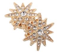 SUPVOX Star Shape Rhinestone Button Covers Clip-on, Gold Metal Shirt Collar Brooch, Dress Shirt Decorative Badge Accessories for Women’s Blouses and Jackets