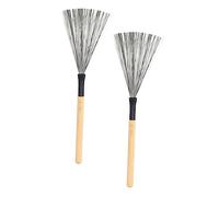 SUPVOX Steel Wire Drum Brushes Natural Sound and Spring Back Effect 2pcs with Wooden Handle for Drummer Playing, Jazz Drum Set for Beginner Percussionists