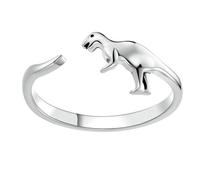 SUPVOX Sterling Silver Dinosaur Open Adjustable Ring for Women, Ancient Animal Finger Jewelry, Minimalist 925 Silver Fashion Band
