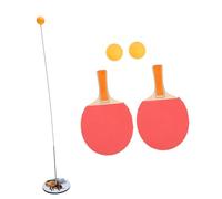 SUPVOX Table Tennis Training Kit with Elastic Shaft and Stable Base Includes Wooden Paddles Pong Balls for Indoor Outdoor Practice for Beginners