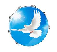 SUPVOX Tambourine Drum with Peace Dove Design Handheld Percussion Instrument for Dance Music Education Stage Performance Birthday Parties and Plastic Construction