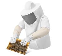 SUPVOX Thickened Wear Resistant Bee Keeping Suit with Ventilated Veil Hood and Elastic Cuff Safety Gloves for Adult Beekeepers Men Women Full Protective Beekeeper Work Clothes