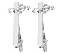 SUPVOX Tie Clips for Men Silver Alloy Tie Bars with Musical Note Design 2pcs Easy Disassembly and Stable Hold, Lightweight and Elegant Accessories for Shawl Scarves and Bags