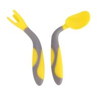 SUPVOX Training Tableware Yellow Bendable Spoon Fork Utensils for Non Slip Grip High Temperature Resistant Reusable Weaning Utensils