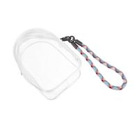 SUPVOX Transparent Doll Display Bag Lightweight Portable Storage Case with Colorful Woven Strap for Collectibles Mini Figures Keys and Phone Organizer