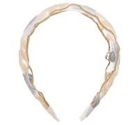 SUPVOX Tulle Embroidered Floral Headband for Women, Grey-yellow Mesh Hairband, Boho Style Hair Accessory Suitable for Parties and Everyday Wear