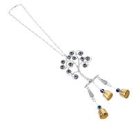 SUPVOX Turkish Style Evil Eye Hanging Ornament with Blue Hand and Three Beads, Copper Bells Car Mirror Decor, Protective Tree Shape Charm for Home and Vehicle