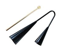 SUPVOX Two Tone Agogo Bell Instrument with Wooden Beater Early Education Musical for Boys and Portable Double Pitch Percussion for Latin and Samba Music Black