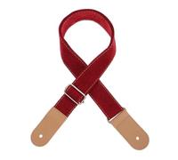 SUPVOX Ukulele Strap Shoulder Strap with Cotton Linen Body Country Style and Genuine Leather Ends, Strong Durability and Comfortable Use, Red for Ukulele Accessories