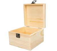 SUPVOX Unfinished Wooden Jewelry Storage Box with Lock, Small DIY Craft Box 14x14x10cm for Boys and Girls Art Projects and Handmade Keepsakes