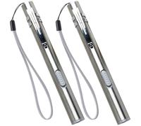 SUPVOX USB Rechargeable Pen Lights Small Size Push Button On/off 2pcs with LED, Stainless Steel Body for Nurses and Doctors in Clinical Examinations