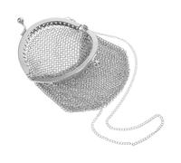 SUPVOX Victorian Style Retro Metal Mesh Coin Purse with Chain, Classic Silver Kiss Lock Wallet Vintage Change Holder for Women Photography Prop
