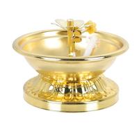 SUPVOX Vintage Alloy Butter Lamp Holder for Buddhist Temple, Decorative Oil Lamp Base with High Foot, Traditional Puja Altar Supply for Home Décor and Religious Use