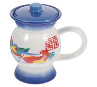 SUPVOX Vintage Ceramic Mug Set for Couples, Blue Old Fashioned Household Funny Water Cup, Reusable Porcelain Coffee and Milk Mug for Daily Use and Travel