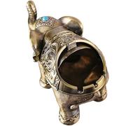 SUPVOX Vintage Elephant Ashtray with Lid Ashtray with Lid Smell Proof Alloy Decorative for Home Desktop and Bookshelf Golden Antique Style Gift