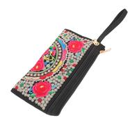 SUPVOX Vintage Embroidered Clutch Purse - Women Traditional Ethnic Embroidery Handbag With Rose Design - Zipper Coin Wallet For Bridal Day Travel Cultural Events