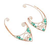 SUPVOX Vintage Handmade Non-Pierced Ear 2pcs Fairy Elf Ear Wrap Cartilage Clip Earrings for Women Green Renaissance Costume Accessories