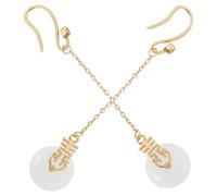 SUPVOX Vintage Jade Dangle Earrings for Women, Alloy Double Happiness Long Tassel Drop Earrings, Elegant Retro Jade Jewelry Suitable for Formal and Casual Wear Random Style