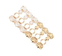 SUPVOX Vintage Lotus Flower Hanfu Clip Cheongsam Fastener Metal Cloak Buckle 6 Pairs Light Gold White Bead 3.1X1.3Cm Suitable for Traditional Chinese Clothing