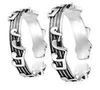 SUPVOX Vintage Musical Note Couples Rings 2pcs Set Open Copper Finger Rings for Women and Men, Retro Style Adjustable Jewelry for Music Lovers