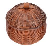 SUPVOX Vintage Pumpkin Bamboo Basket with Lid, Retro Egg Storage Basket, Delicate Wooden Storage Container for Kitchen and Daily Use