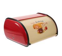 SUPVOX Vintage Red Metal Bread Box Large Kitchen Countertop Bread Container with Lid for Bakery and Home Storage