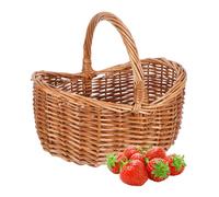 SUPVOX Vintage Style Wicker Picnic Hamper with Handle for Outdoor Events Weddings and Home Storage Multi Purpose Organizer for Floral Arrangements and More