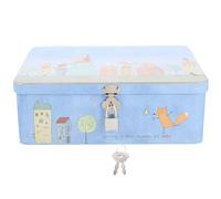SUPVOX Vintage Tinplate Storage Box with Key Lock Large Desktop Organizer Decorative File Box for Home and Wedding Souvenirs