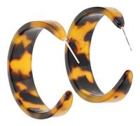 SUPVOX Vintage Tortoiseshell Hoop Earrings for Women, Chunky Leopard Print Resin Hoops, Pierced Charm Earrings for Teen, Boho Style Accessories for Everyday Wear