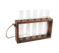 SUPVOX Wall-mounted Hydroponic Vase with Wooden Frame and Glass Test Tubes Transparent Plant Terrarium for Home and Office Decoration Creative Glass Planters for Water and Air Plants