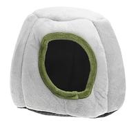 SUPVOX Warm Hamster Nest and Guinea Pig Sleeping Bed, Windproof Semi-closed Cotton Hut Grey Tree Stump Design, Cozy Winter House for Small Pets and Chinchillas