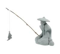 SUPVOX Weatherproof Resin Fisherman Statue for Garden and Fish Tank Traditional Chinese Decor with Intricate Detailing Symbolizing Wisdom and Patience for Bonsai Zen Gardens Aquariums and